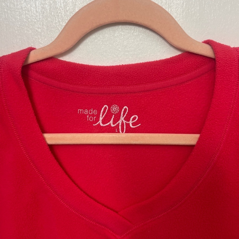 Made for life, Women’s Long Sleeved V-neck fleece, Watermelon Pink, Sz. L, GUC
